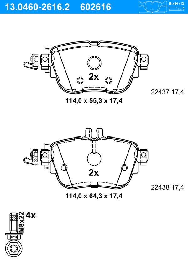 ATE Bremsbeläge Hinten (13.0460-2616.2) für Mercedes-Benz E-Klasse CLS |