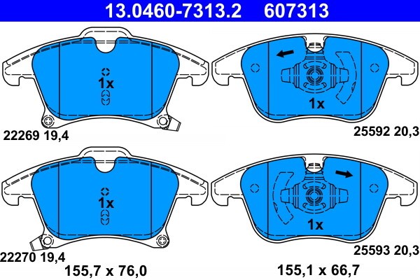 ATE Bremsbeläge Vorne (13.0460-7313.2) für Ford Mondeo V S-Max Galaxy MK III |