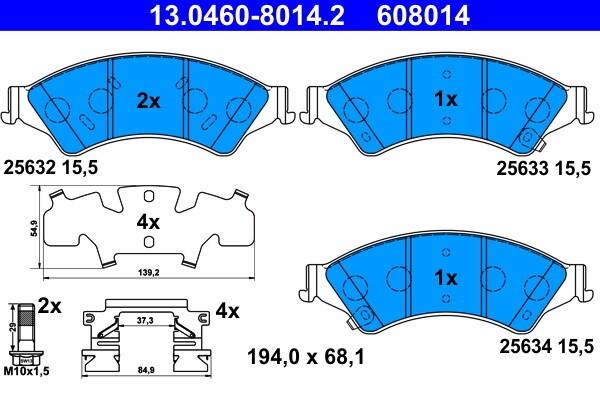 ATE Bremsbeläge mit Zubehör Vorne (13.0460-8014.2) für Ford Ranger |