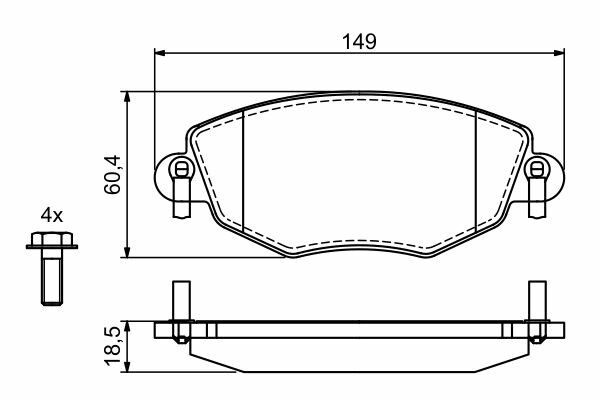 BOSCH Bremsbeläge mit Zubehör Vorne (0 986 494 724) für Ford Mondeo III Jaguar