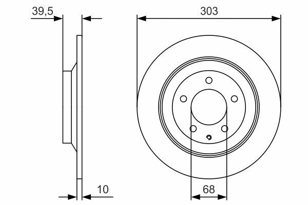 BOSCH Bremsscheiben Voll Hinten Rechts Links für MAZDA Cx-5