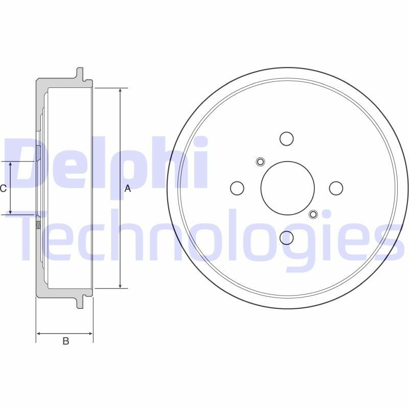 DELPHI Bremstrommel Hinten Rechts Links für TOYOTA Yaris