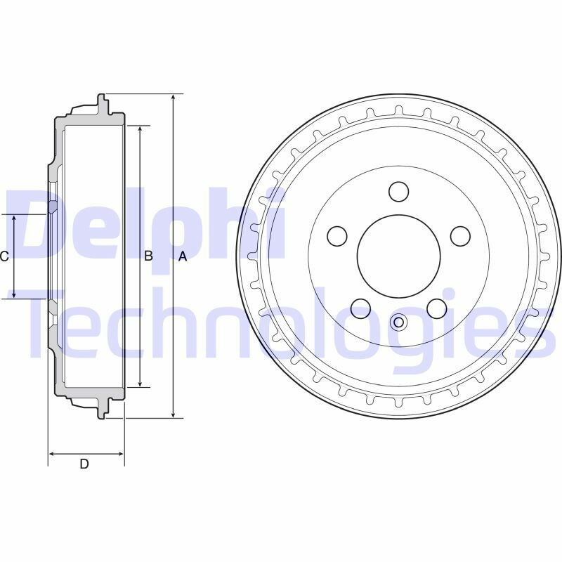 DELPHI Bremstrommel Hinten Rechts Links für SEAT Ibiza V VW Polo VI