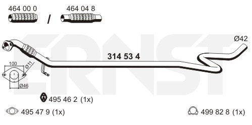 ERNST Abgasrohr Mitte (314534) für FORD Fiesta VI | Abgasanlagenrohr,