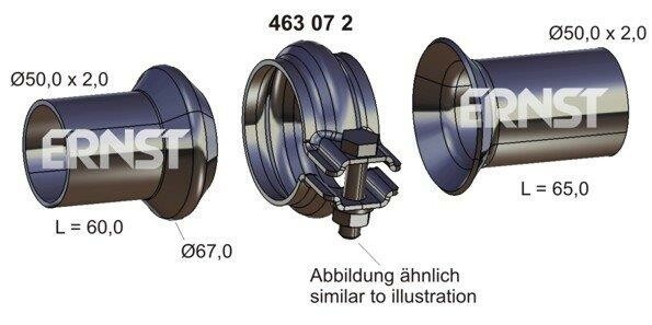 ERNST Reparatursatz, Abgasrohr Ø 50 mm Flanschbefestigung Vorne (463072)