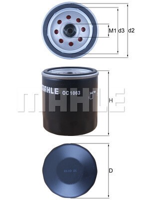 MAHLE Ölfilter Ø 76 mm (OC 1063) für Ford Mondeo V Focus III Galaxy IV Land