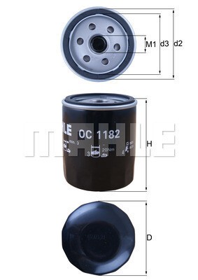 MAHLE Ölfilter Ø 76,2 mm (OC 1182) für MAZDA 6 3 5 Cx-30 Cx-3 Cx-5 Mx-5 III