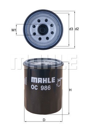 MAHLE Ölfilter Ø 65,5 mm (OC 986) für LANCIA Musa FIAT Grande Punto OPEL Combo