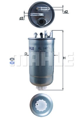 MAHLE Kraftstofffilter Ø 80 mm (KL 147D) für VW Bora SKODA Octavia II New