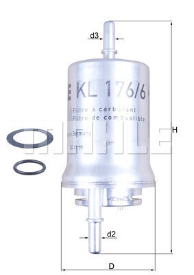 MAHLE Kraftstofffilter Ø 54,6 mm (KL 176/6D) für VW Polo SKODA Octavia III AUDI