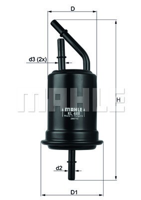 MAHLE Kraftstofffilter Ø 55,5 mm (KL 488) für KIA RIO II