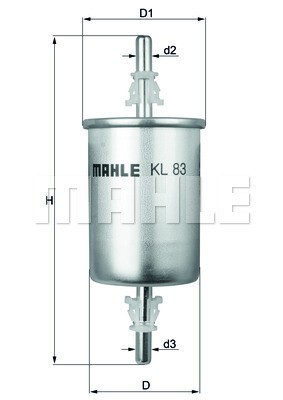 MAHLE Kraftstofffilter Ø 54,4 mm (KL 83) für Vauxhall Tigra Saab 9-3 Opel