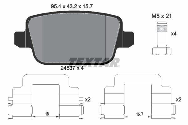 TEXTAR Bremsbeläge mit Zubehör Hinten (2453703) für Ford S-Max Kuga I Galaxy