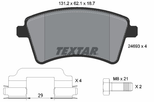 TEXTAR Bremsbeläge mit Zubehör Vorne (2469301) für RENAULT Kangoo / Grand Be