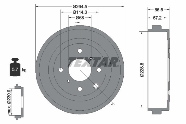 TEXTAR Bremstrommel Hinten Rechts Links für NISSAN Evalia Nv200