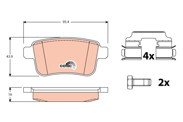 TRW Bremsbeläge mit Zubehör Hinten (GDB1786) für RENAULT Kangoo MERCEDES-BENZ