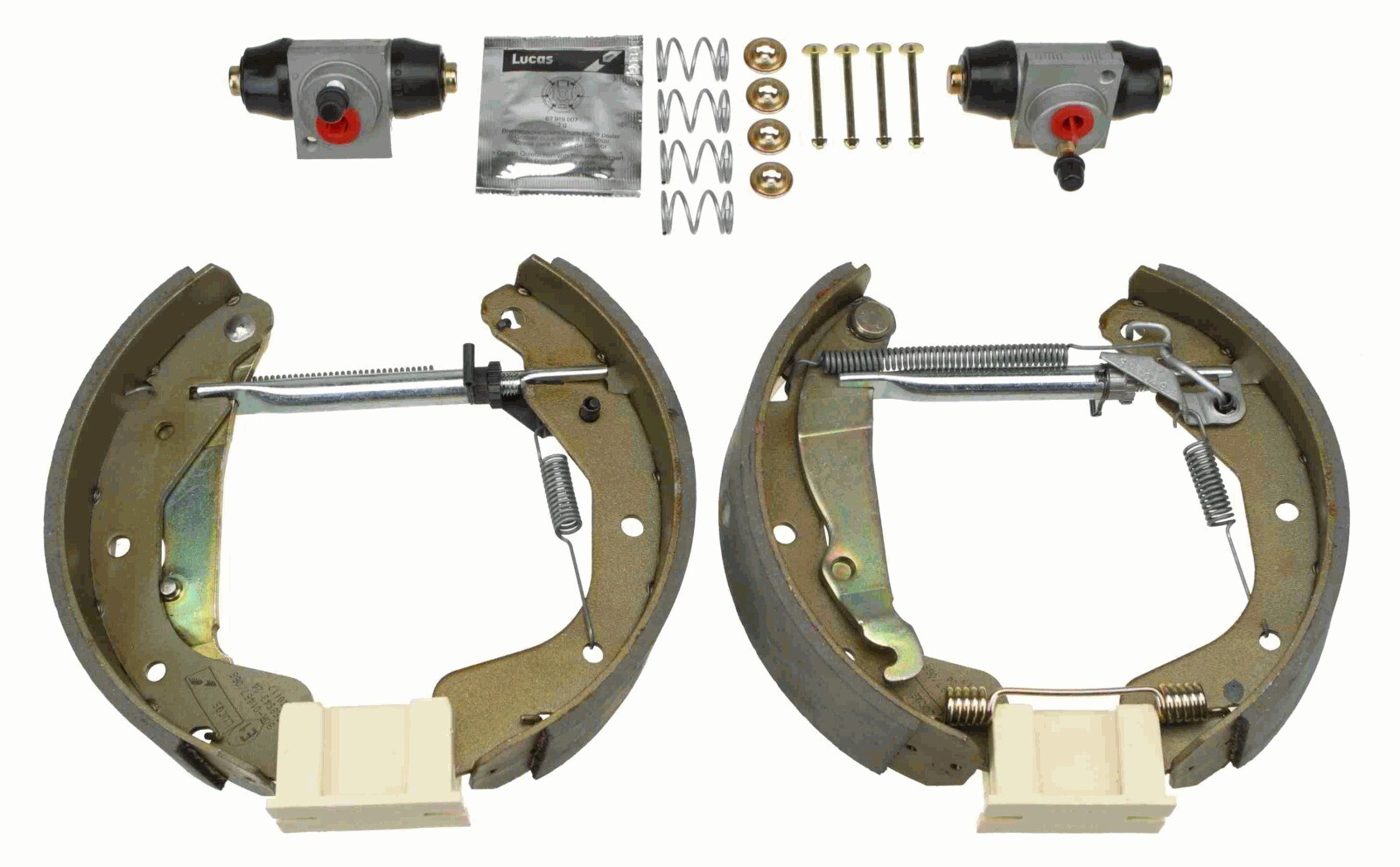 TRW Bremsbackensatz Ø 200 mm vormontiert mit Radbremszylinder Hinten (GSK1624)