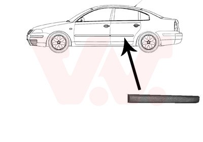 VAN WEZEL Zier-/Schutzleiste, Tür geklebt Schwarz Hinten Links (5836425) für VW