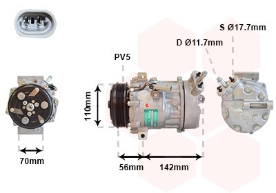 VAN WEZEL Klimakompressor 2-polig (3700K449) für Astra G Classic OPEL |