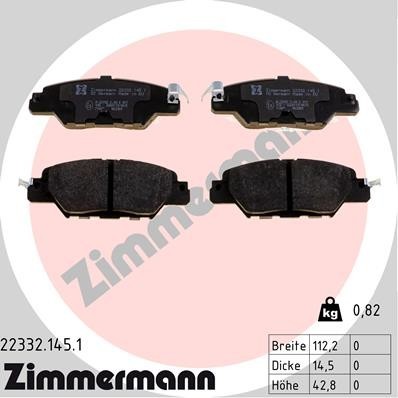 ZIMMERMANN Bremsbeläge Hinten (22332.145.1) für Mazda Cx-5 |